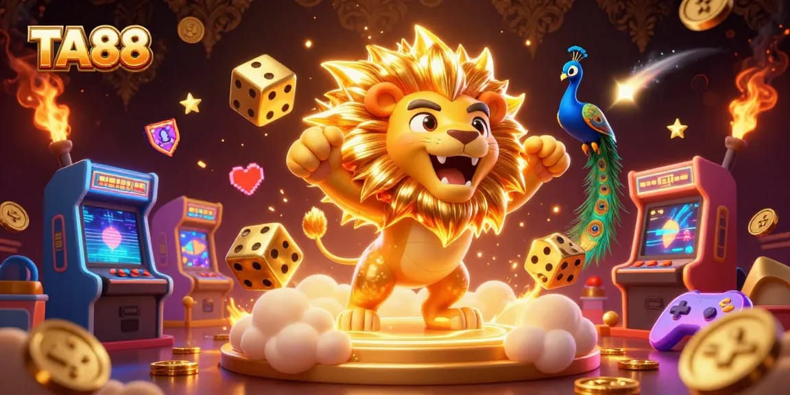 Experience the thrill at TA88 with golden dice amidst a casino gaming explosion.