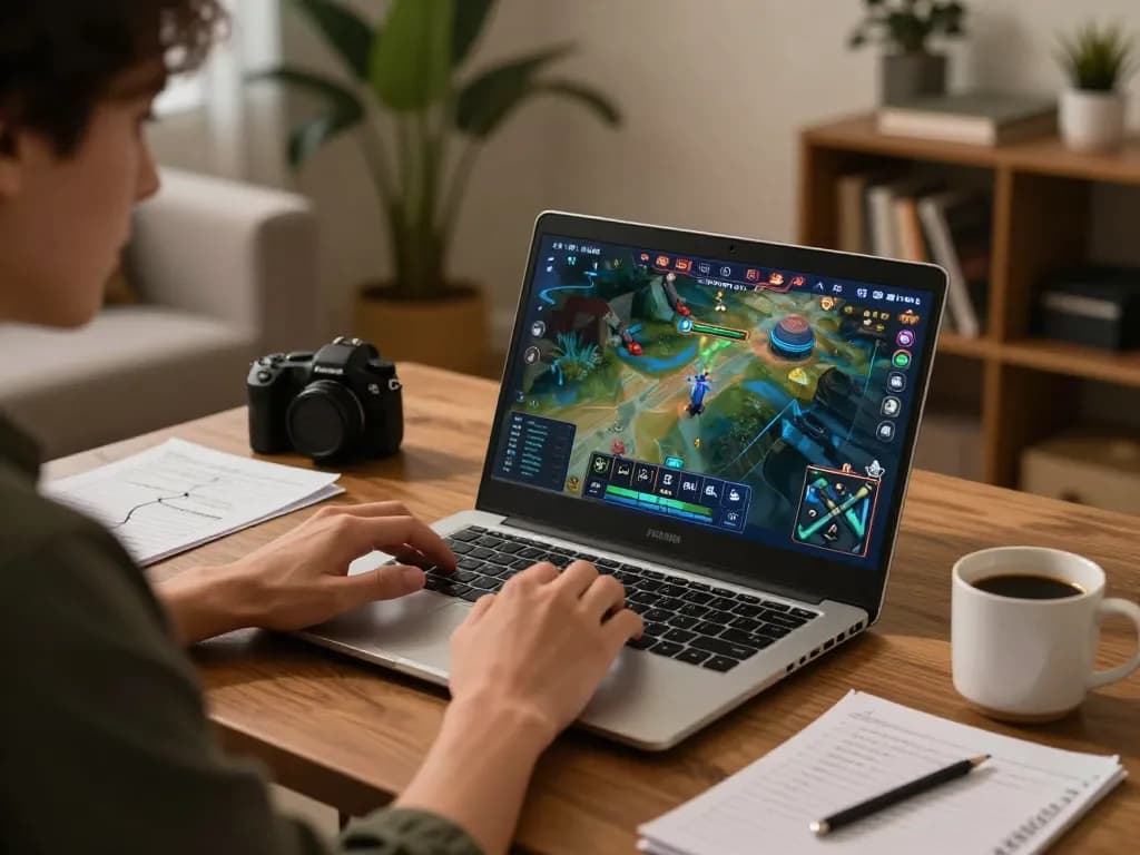 Person engaging with FAFA828 online gameplay, showcasing strategic betting and immersive experience at home.
