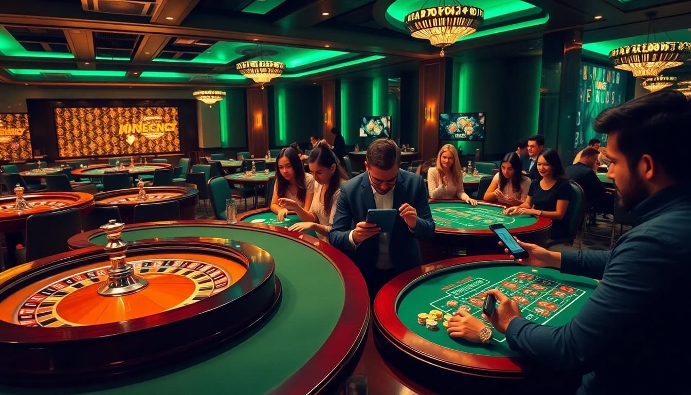 B52 CLUB players enjoying an engaging gaming experience with vibrant casino tables and digital interfaces.