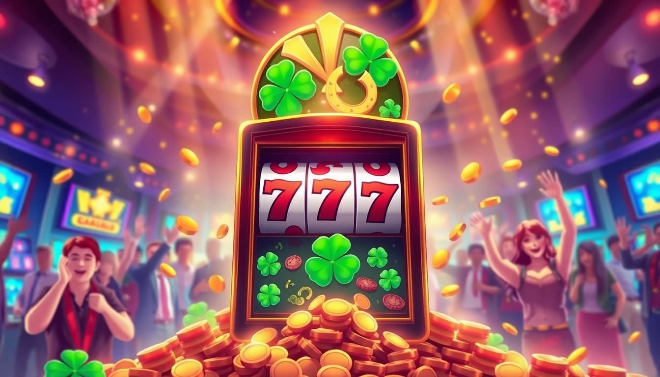 Taruhan menarik di garasislot dengan slot machine yang menghibur dan simbol keberuntungan.