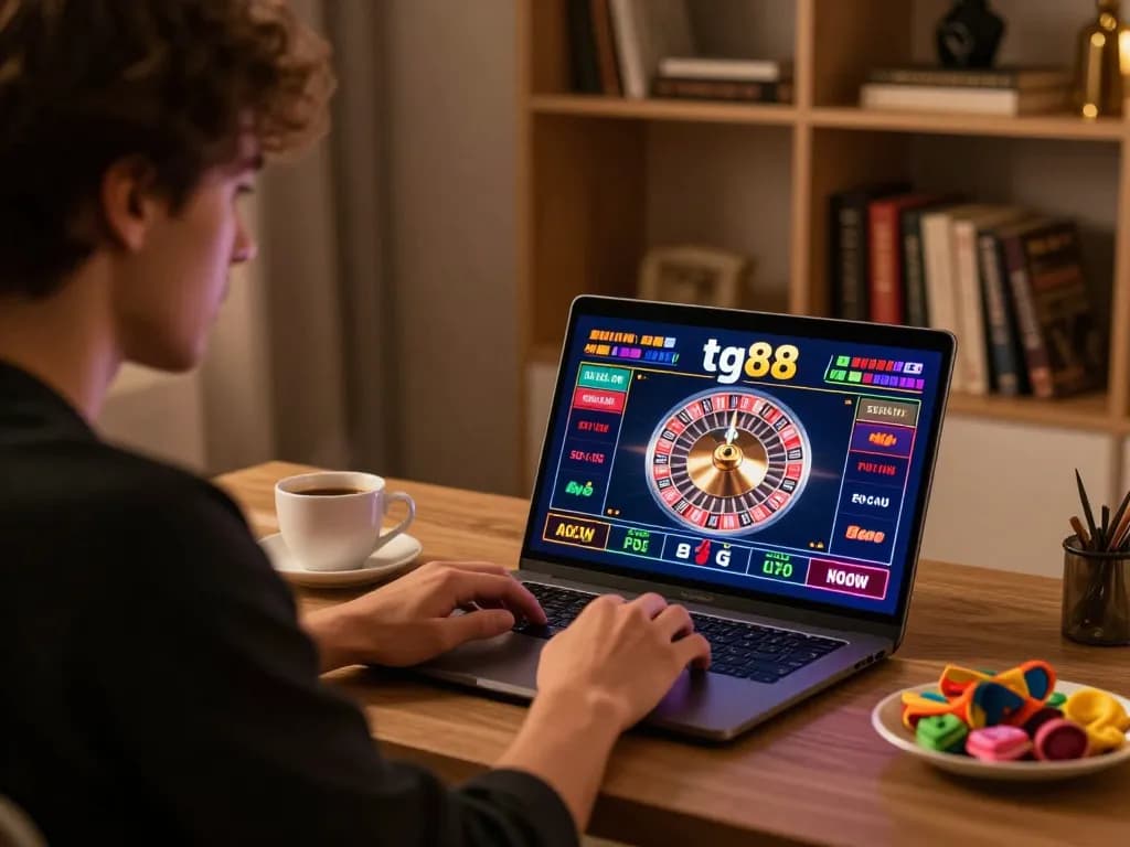 Exciting online gambling experience at tg88 with player placing bets on roulette