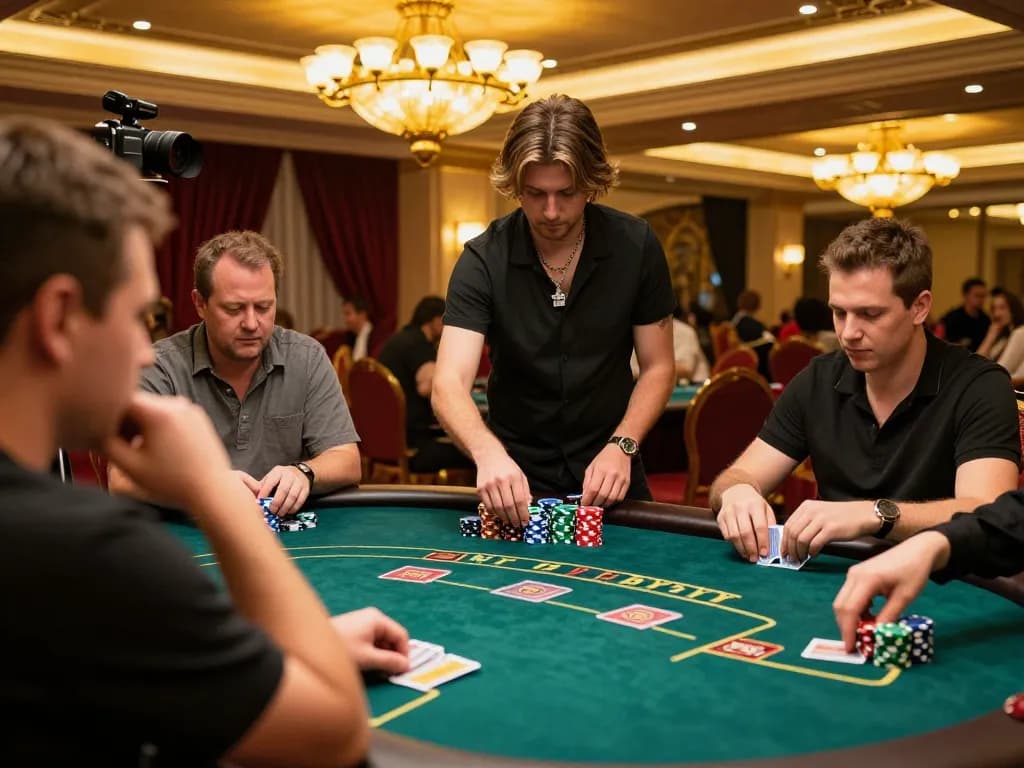 Engaging poker gameplay at a casino table showcasing strategies and excitement with Octaslot.