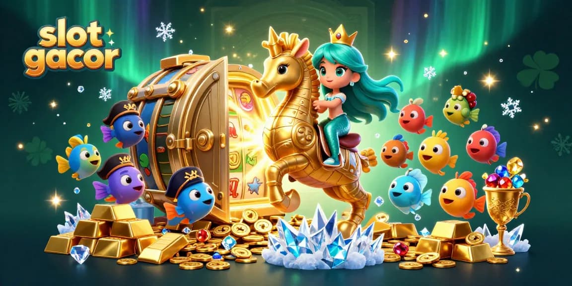 Experience the excitement of slot gacor with vibrant characters and dazzling treasures in this dynamic scene.