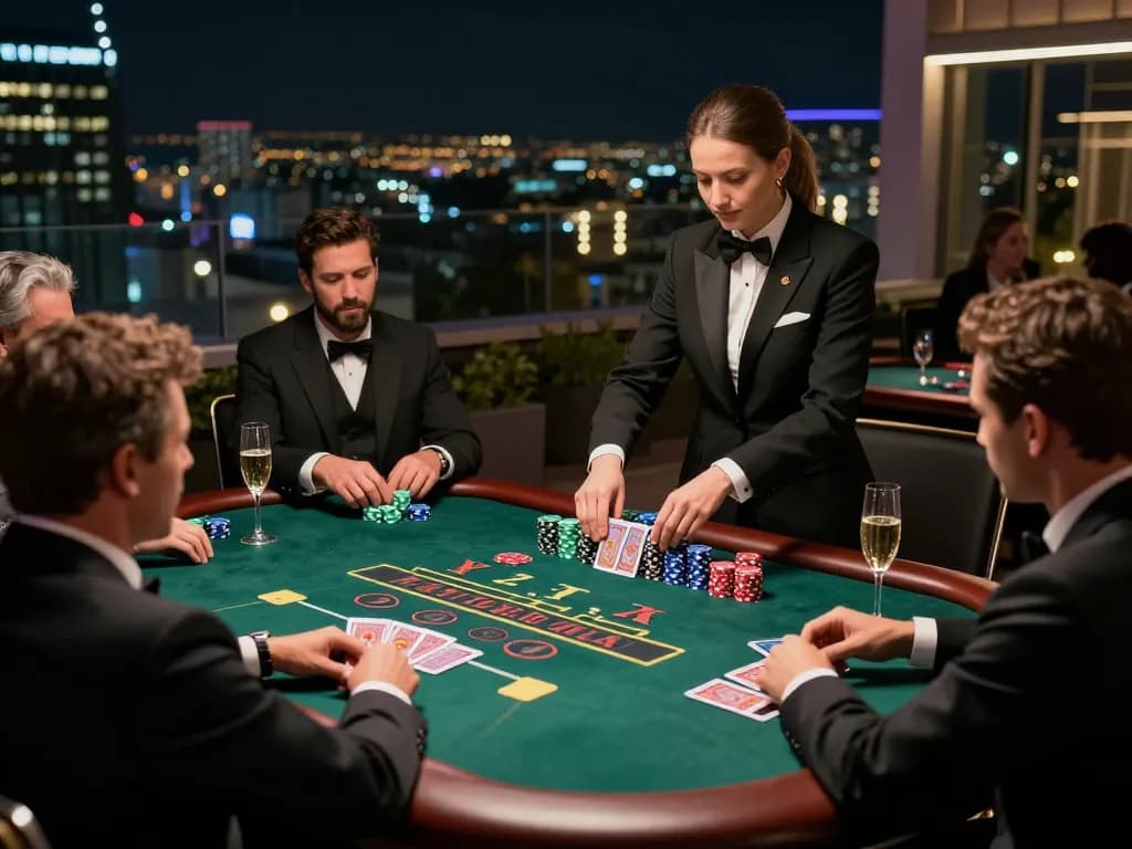 Experience thrilling blackjack gameplay at tg88 high-stakes table under city lights