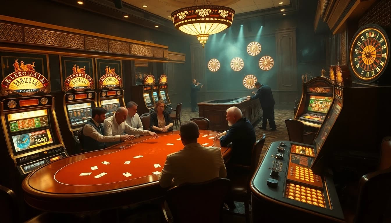 Engaging scene of a poker game highlighting Truyên ma kinh dị elements in a luxurious casino atmosphere.