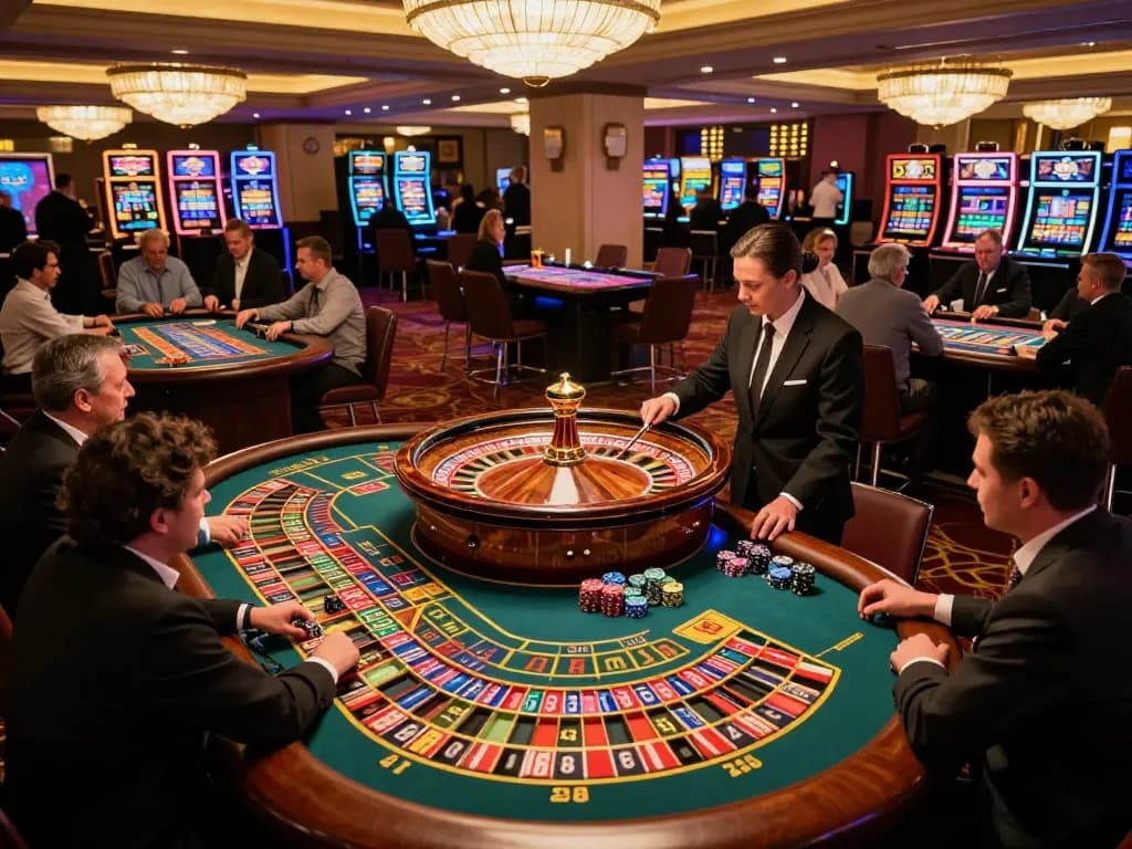 Engaged players at ku88 enjoying an exciting game of roulette in a vibrant casino atmosphere.