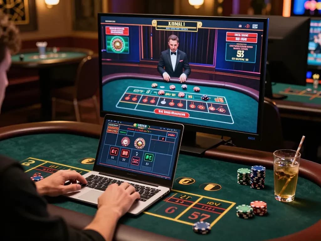 Player enjoying live roulette on RR88 with chips arranged, capturing the thrill of online gaming.