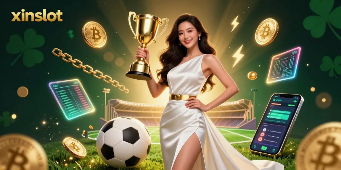 Experience xinslot’s gaming excitement with a victorious Asian woman celebrating her win.