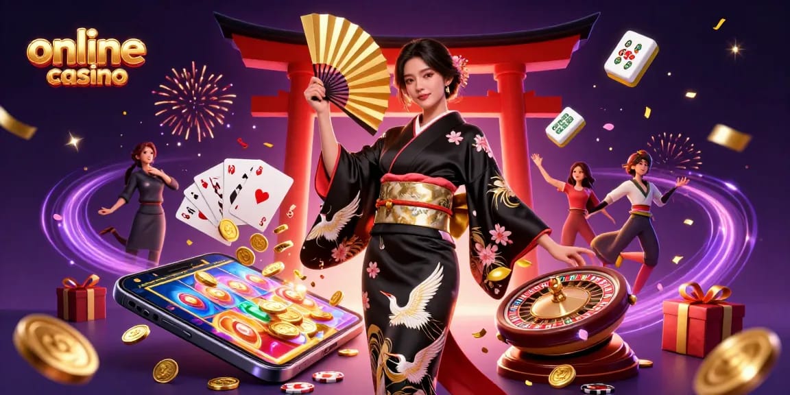 Experience the excitement of an online casino with our vibrant, immersive digital illustration.