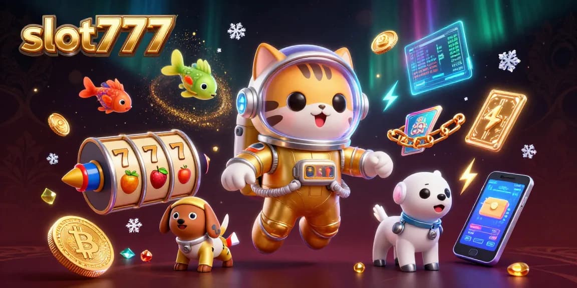 Engage with slot777 games in a vibrant scene of cosmic space and gambling excitement.
