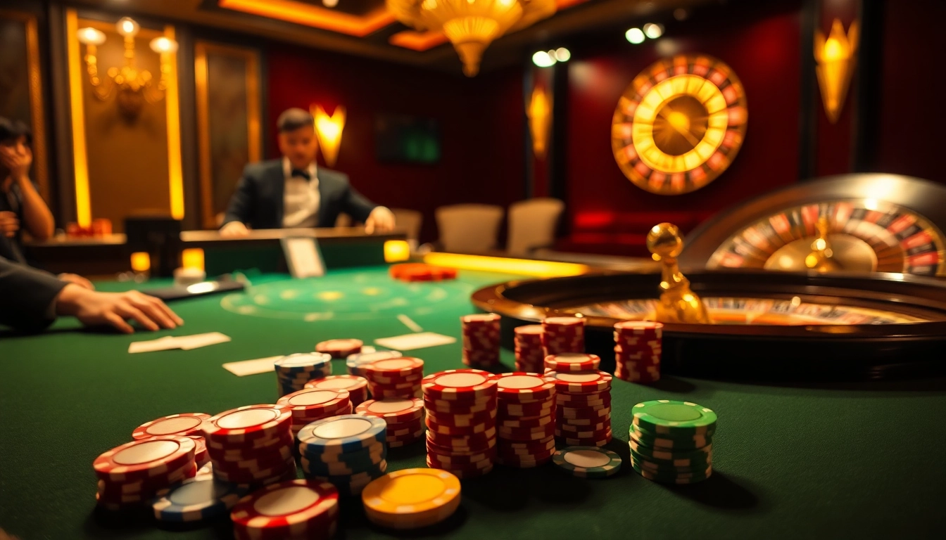 Experience thrilling gaming at THABET while playing poker with vibrant chips and cards.