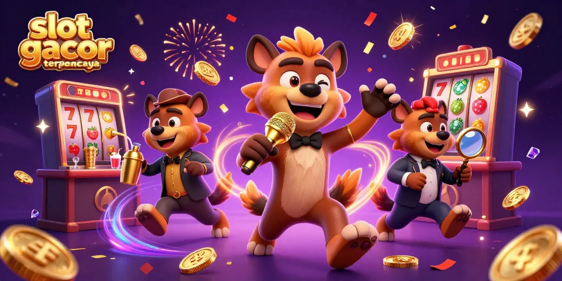 Engage with a playful scene of hyenas in a comedy casino, showcasing slot gacor terpercaya.