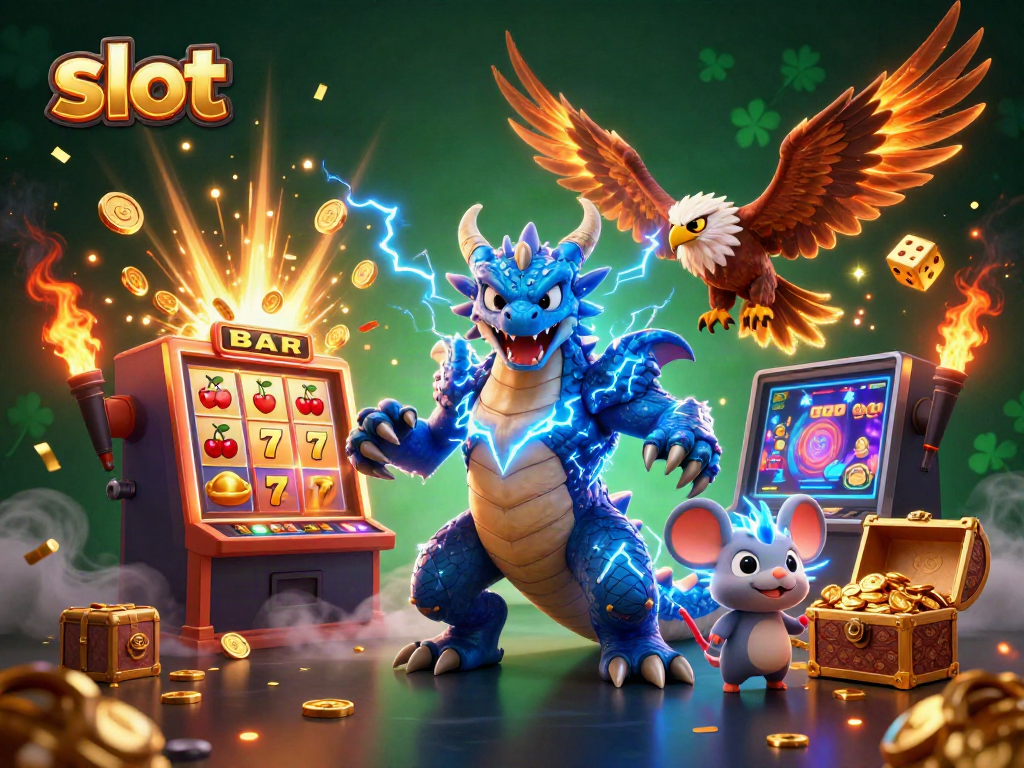 Slot mesin yang memukau menampilkan jackpot emas dan simbol keberuntungan lainnya.