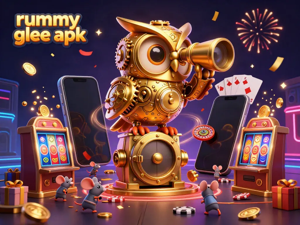 Menggali keseruan dan bonus dari rummy glee apk lewat ilustrasi kasino yang menggembirakan dan penuh warna.