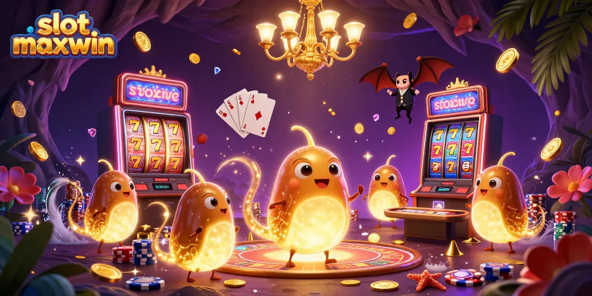 Experience excitement with slot maxwin featuring glowing worms lighting a vibrant cave casino full of thrilling elements.