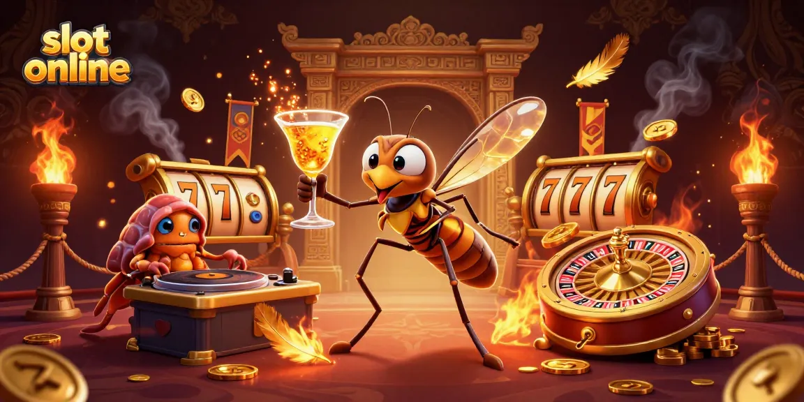 Spin the exciting slot online reels with a vibrant casino scene, featuring dynamic characters and elements.