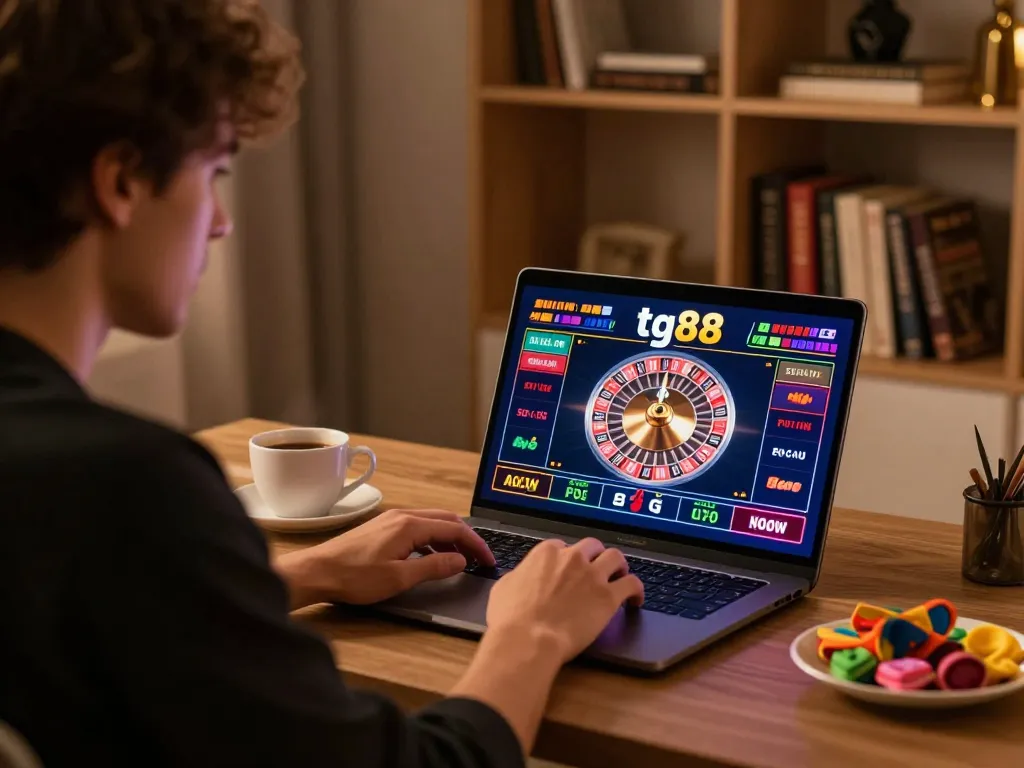 Exciting online gambling experience at tg88 with player placing bets on roulette