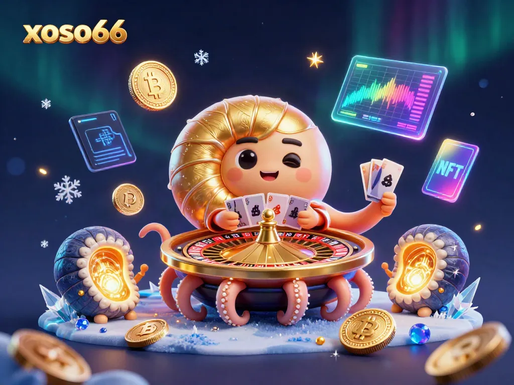 Experience exhilarating play at xoso66 with a vibrant nautilus roulette scene illuminated by gold and crypto elements.