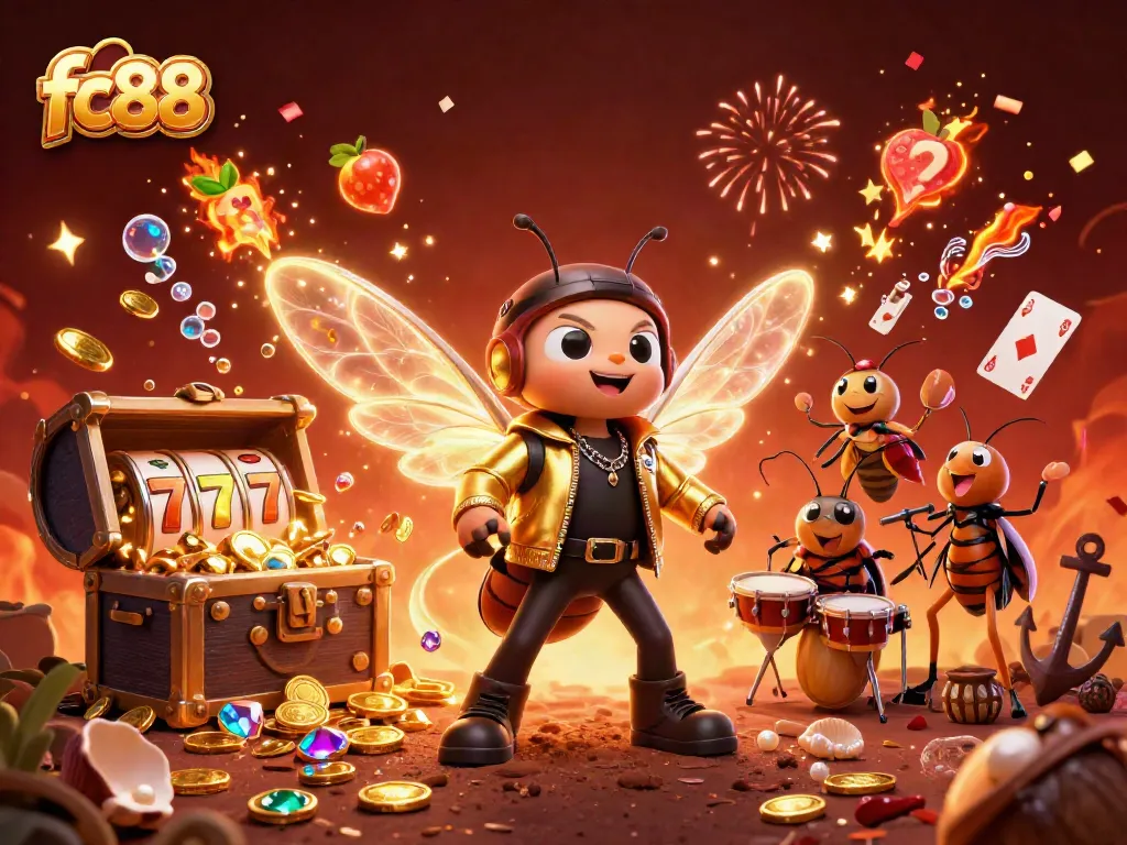 Spin and win with fc88 in a vibrant 3D casino scene filled with playful characters and action.