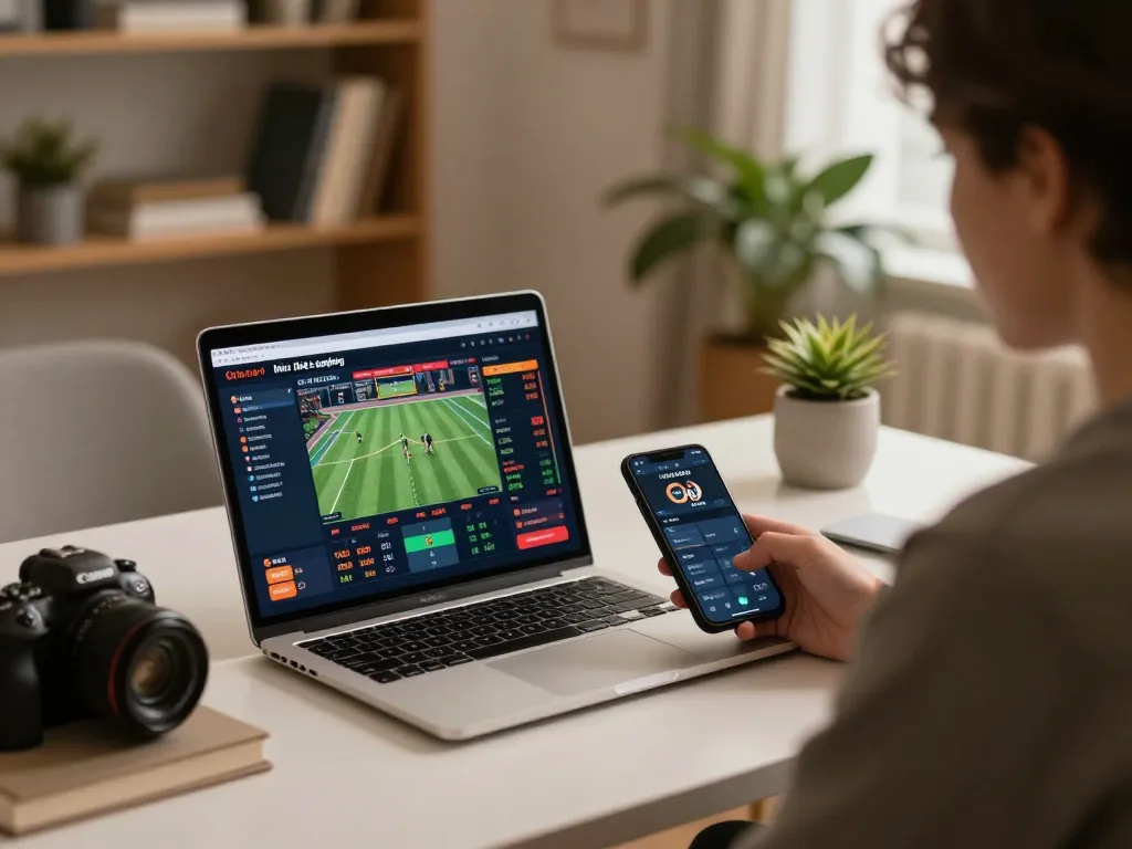 Engaging in responsible sports betting at home with nhà cái uy tín SC88 offerings displayed.