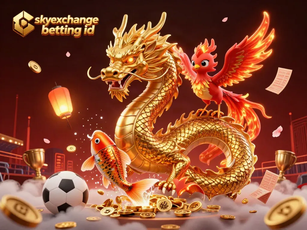 Experience exciting bets with skyexchange betting id, featuring a dragon, phoenix, and koi fish.