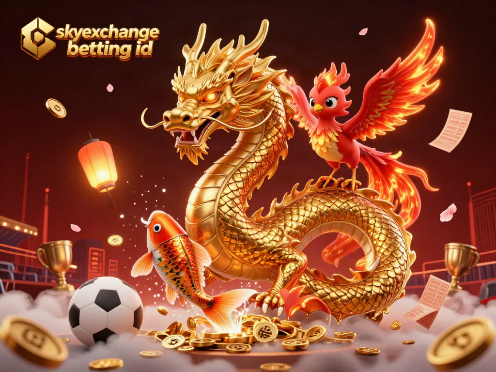Experience exciting bets with skyexchange betting id, featuring a dragon, phoenix, and koi fish.