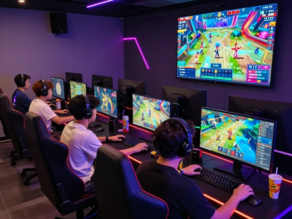 Players actively engaging in thrilling games on nk88.com with vibrant atmosphere and dynamic screens.