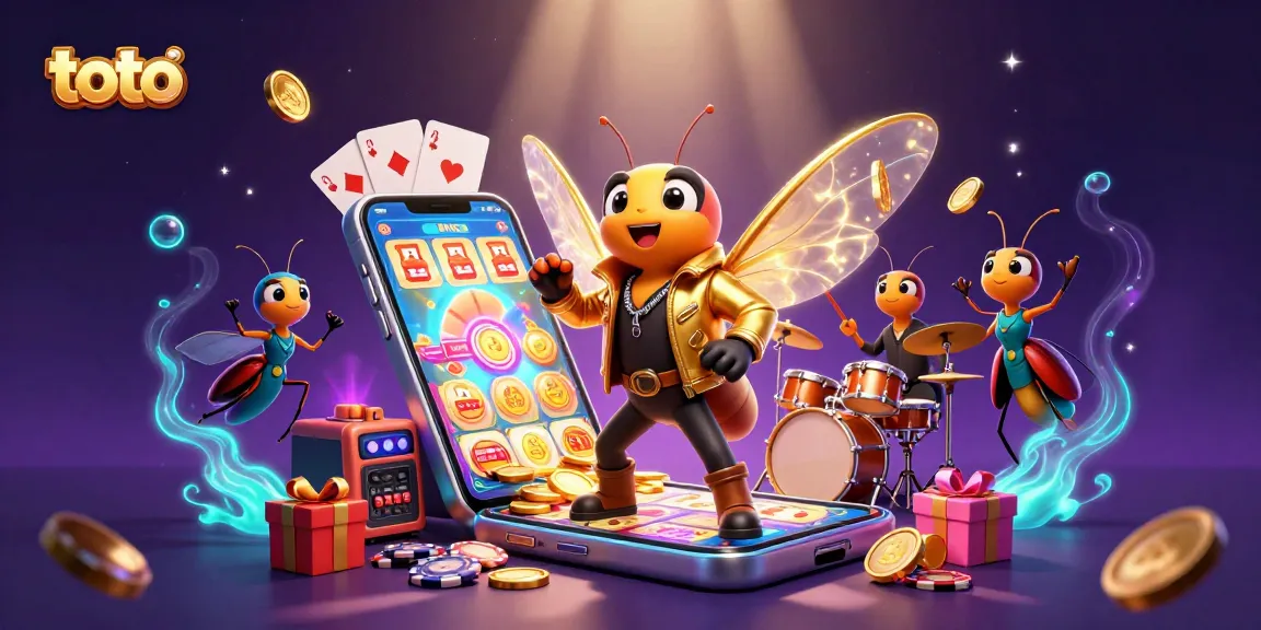 Experience thrilling toto lottery action with a buzzing rock star and vibrant gameplay elements.