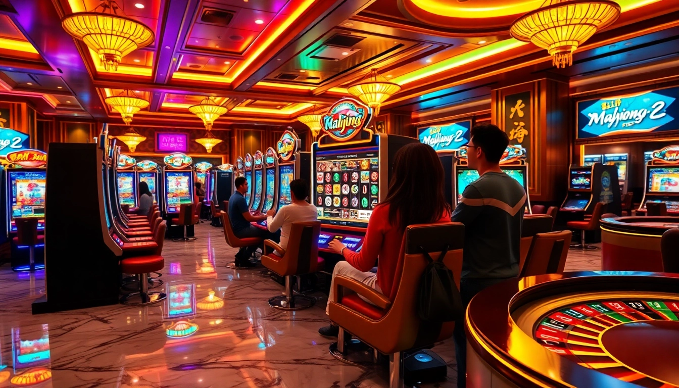 Experience the thrill of the demo slot alongside excited players in a vibrant casino setting.