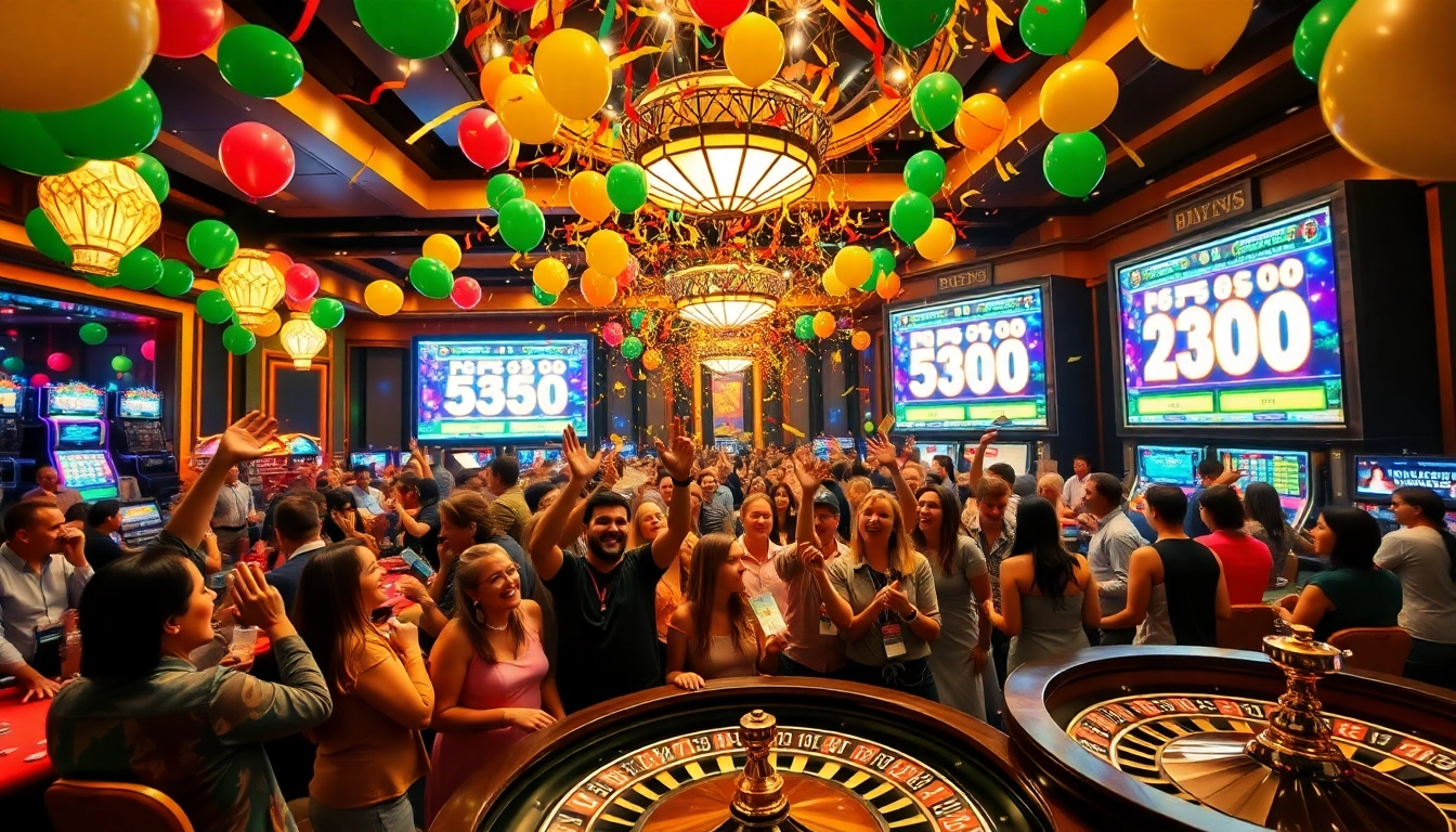Celebrating the explosion of a prize-winning lottery with colorful casino excitement
