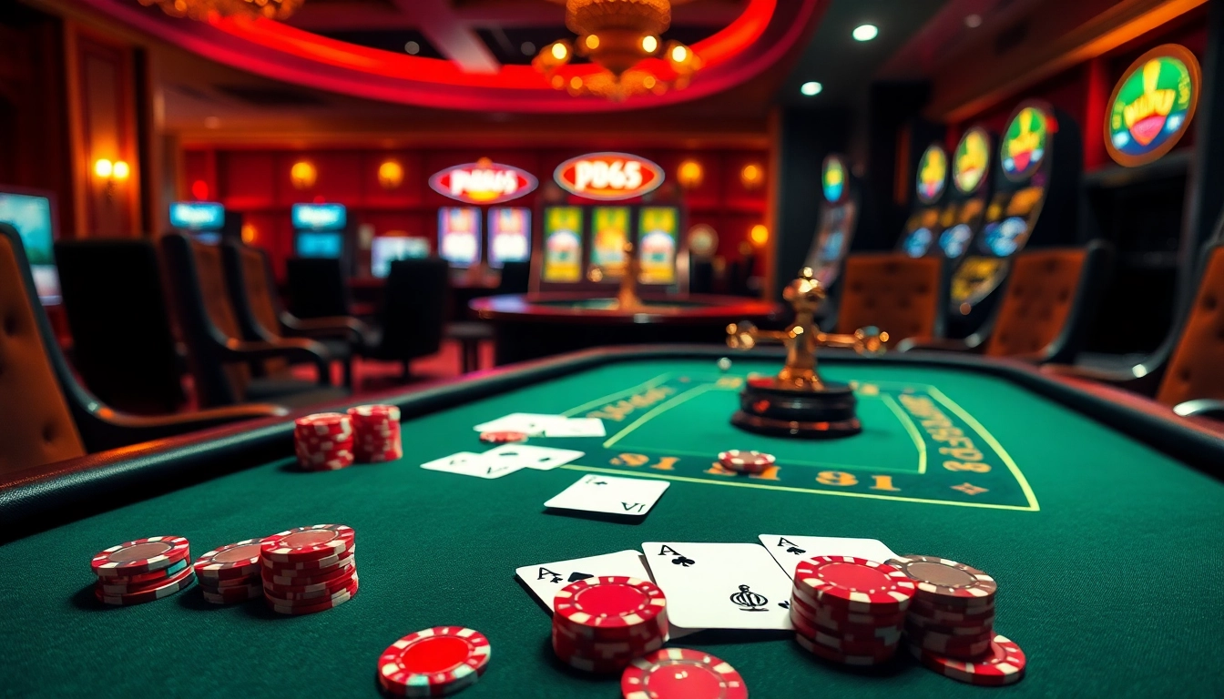 Engage with ph365 casino's thrilling environment featuring poker chips and a roulette wheel in action.