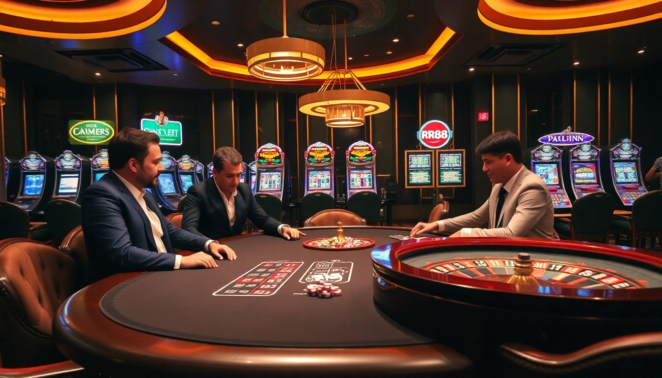 Experience high-stakes poker at https://rr88.gratis/ with vibrant lights and luxury casino elements.