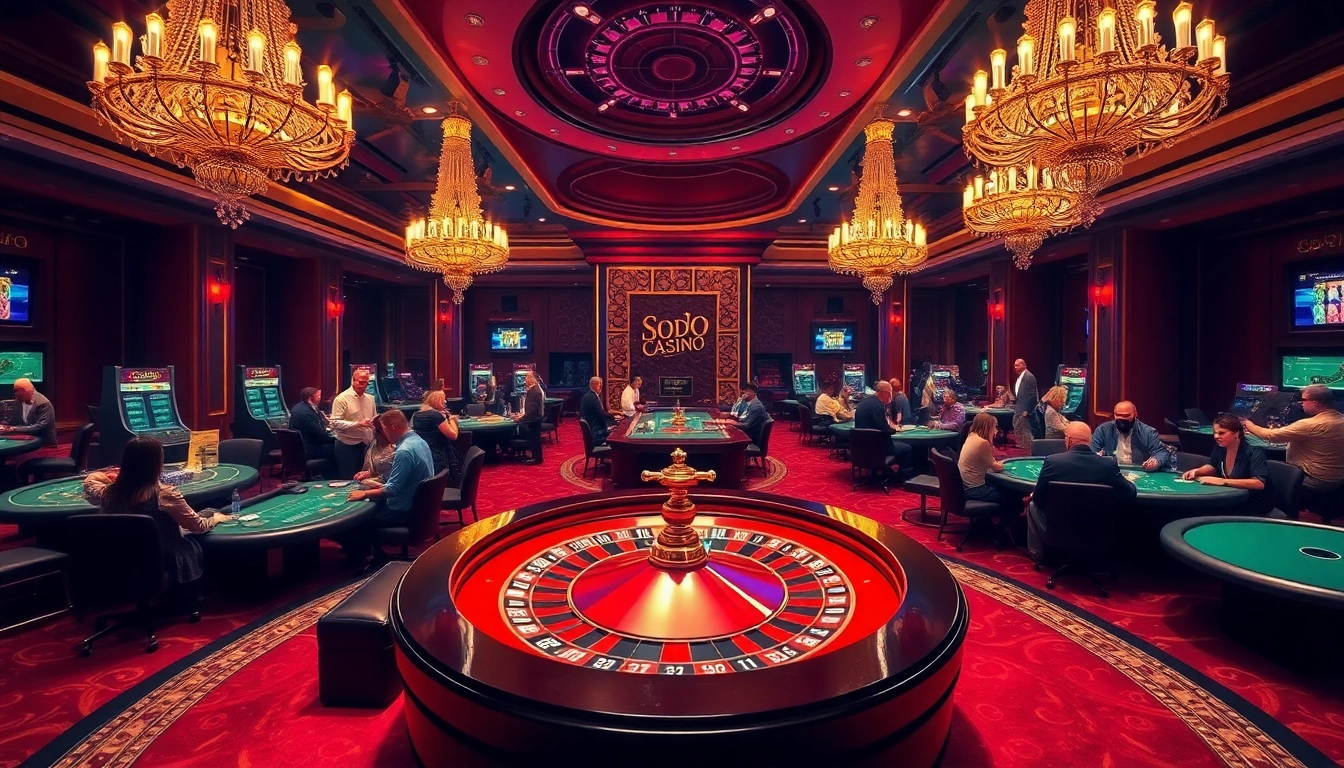 SODO CASINO offers thrilling gambling excitement with players at blackjack and poker tables.