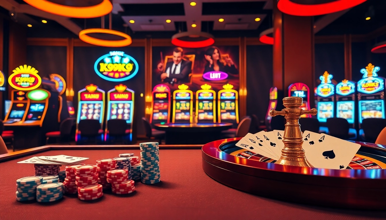 Experience high-stakes excitement with a glimpse into the luxurious gambling world at https://k9k9.gb.net/ showcasing vibrant slot machines and poker excitement.