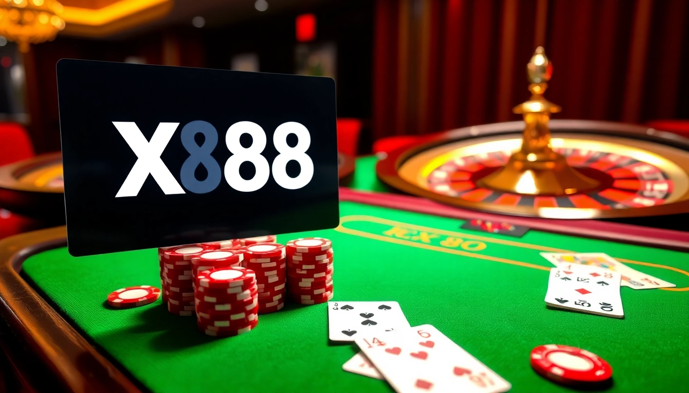 High-stakes poker action at XX 88 casino with vibrant chips and luxurious ambiance.
