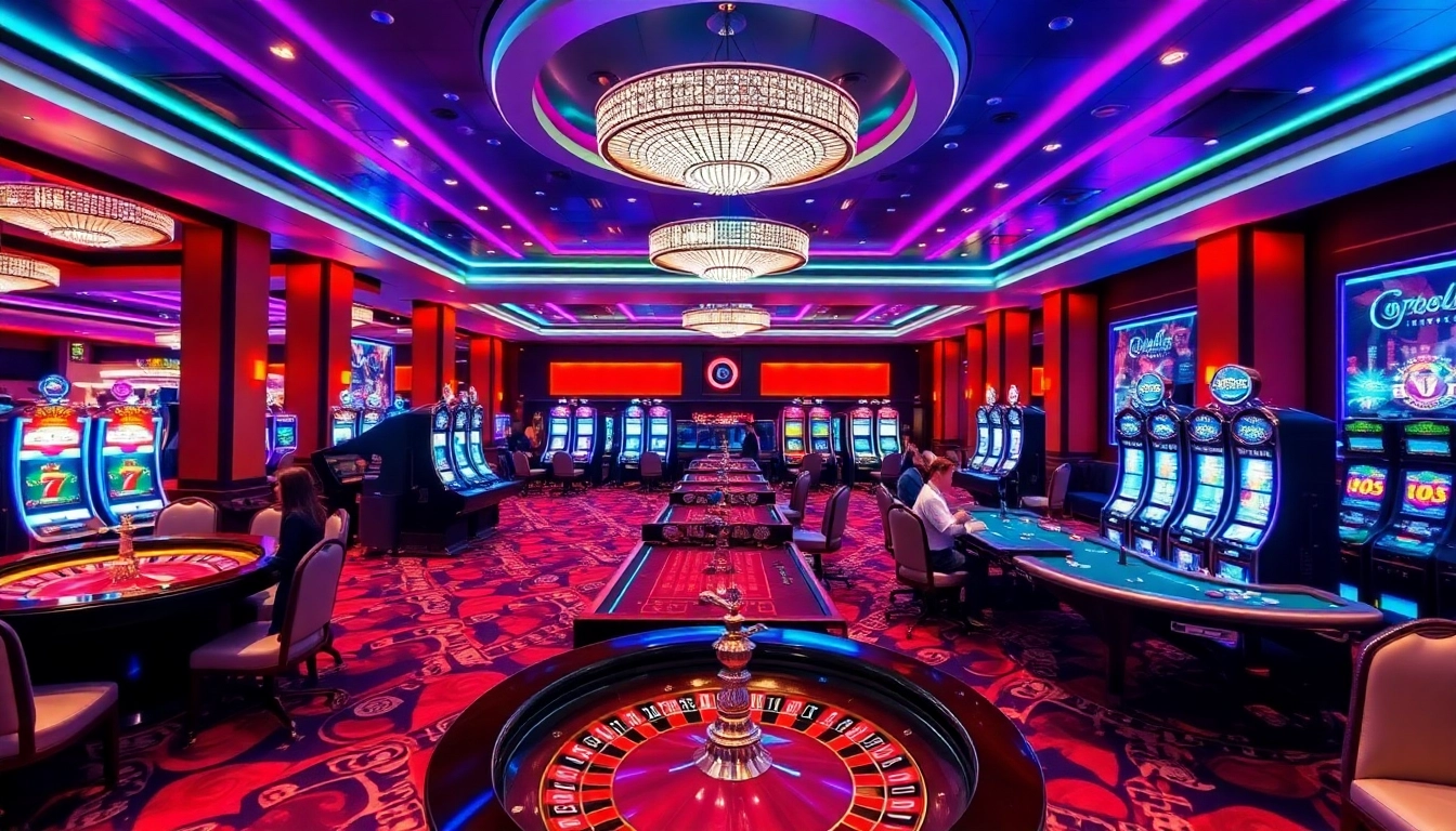 Experience the excitement of ww88 with players at stylish tables and shining slot machines.