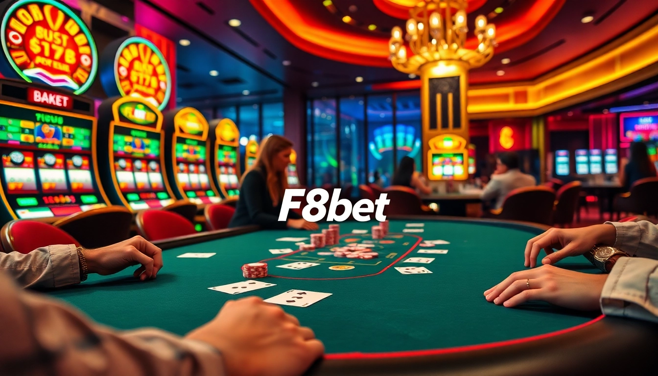 F8bet offers an exciting poker game experience with vibrant casino ambiance and premium playing cards.