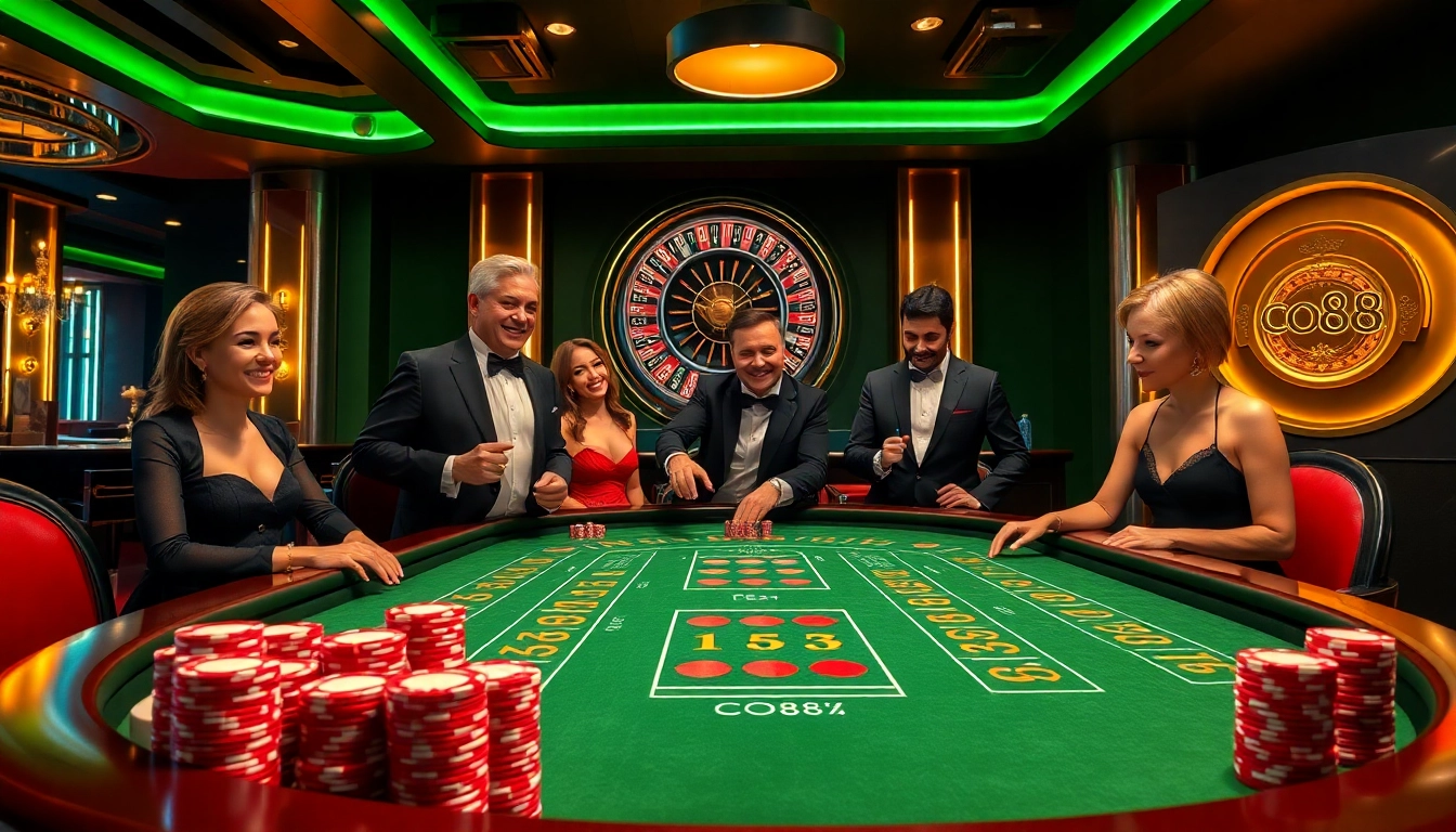 Place your bets at the luxurious casino table featuring co88-themed high-stakes gambling.