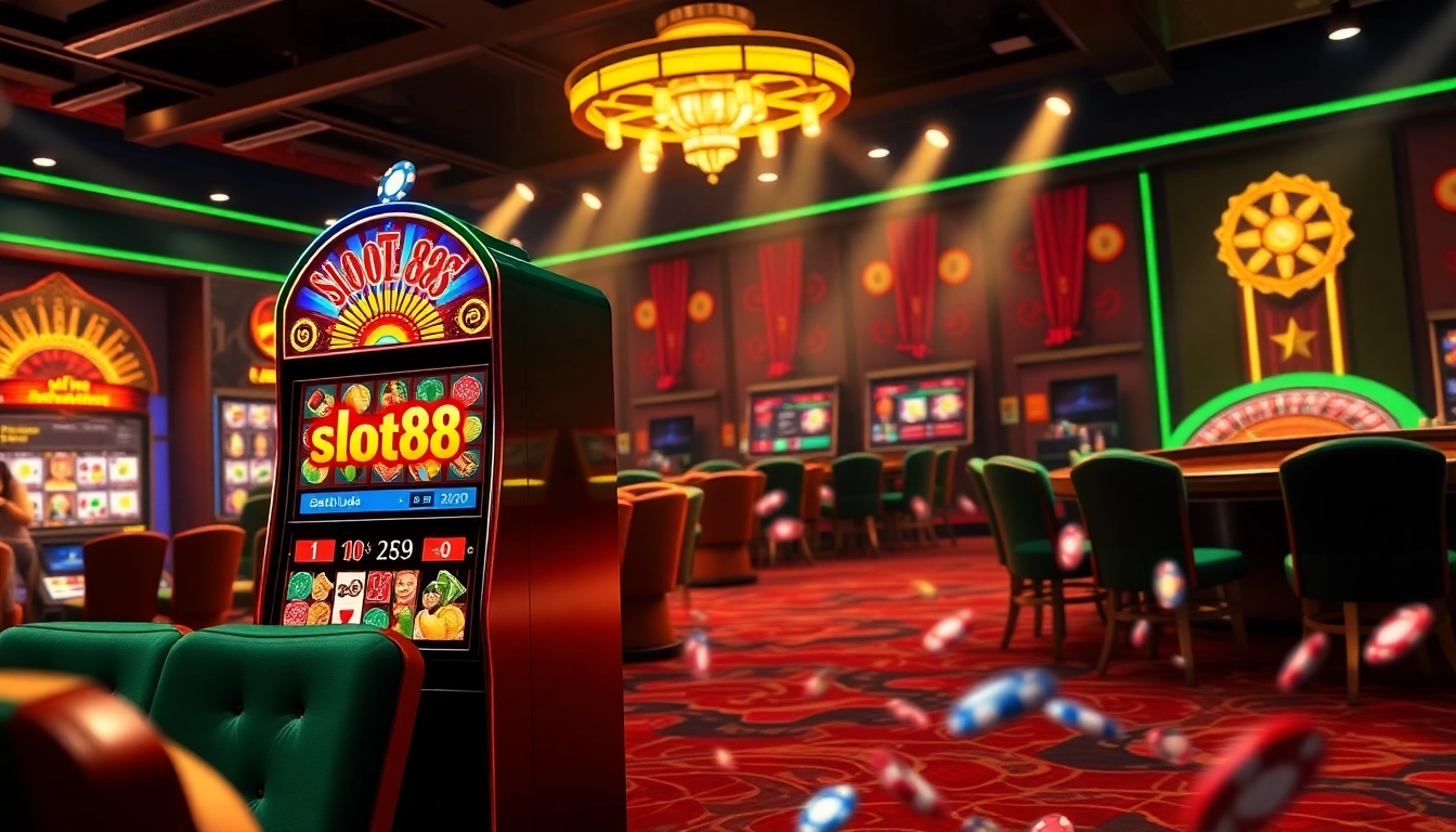 Engage with slot88 fun through an exhilarating game scene with dynamic slot machine action.