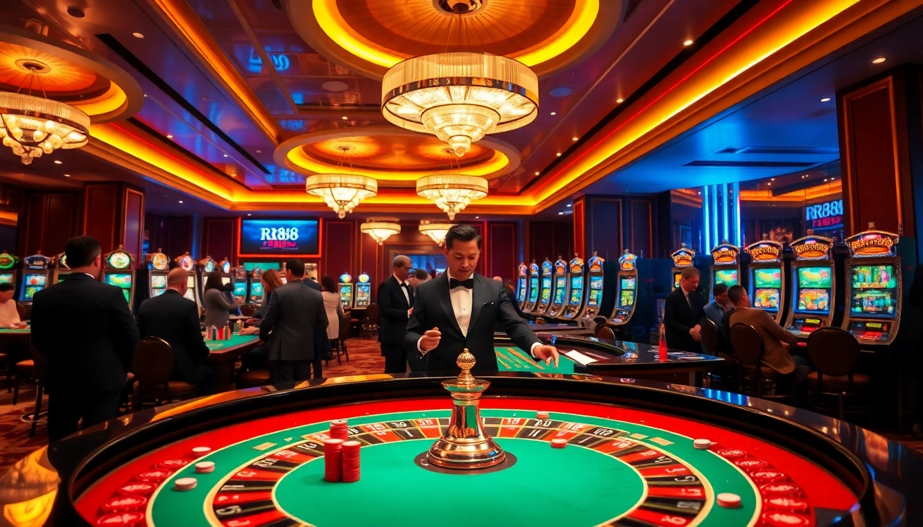 Players engaging at the RR88 casino table, showcasing the excitement of online gambling.