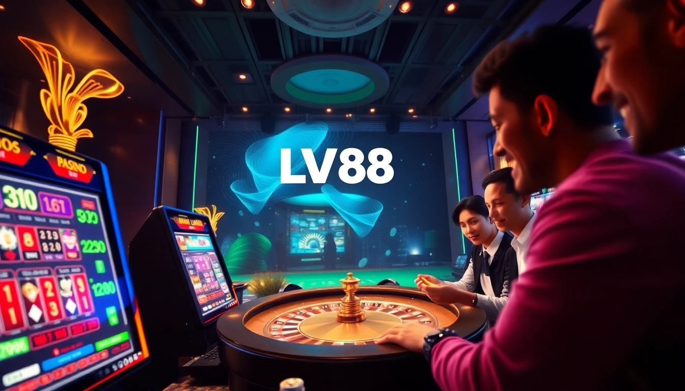 Exciting scene of LV88 online casino showcasing active gameplay and vibrant atmosphere with various games.