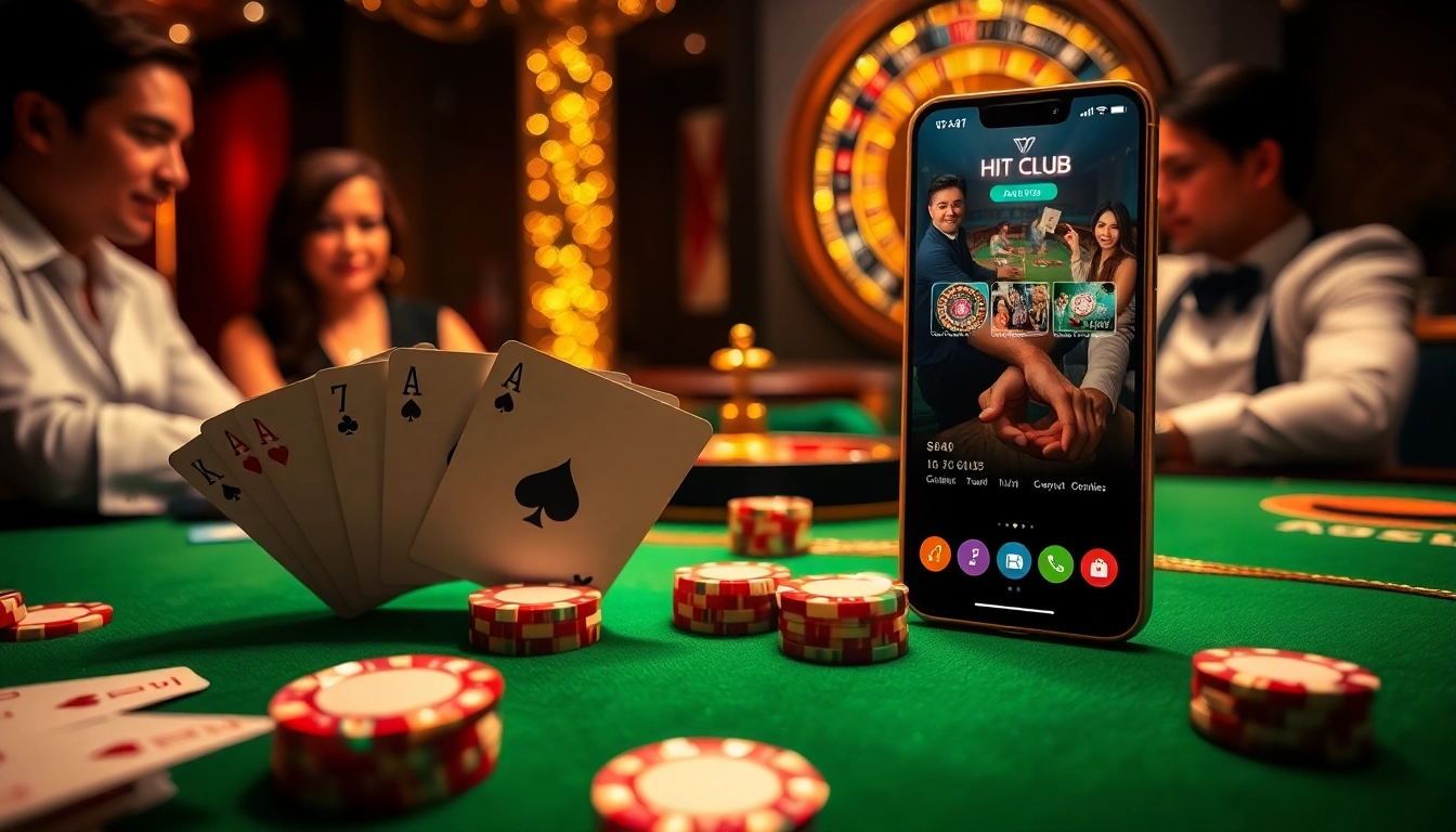 Players engaging with the Hit Club app while enjoying a thrilling casino atmosphere full of excitement.