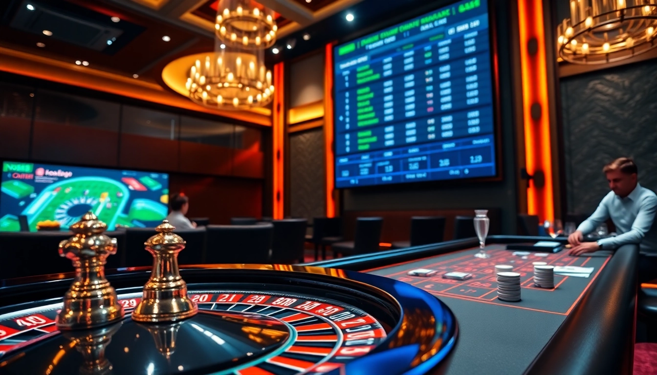 Engaging casino scene showcasing trang chủ dn88 with vibrant betting elements and lively atmosphere.