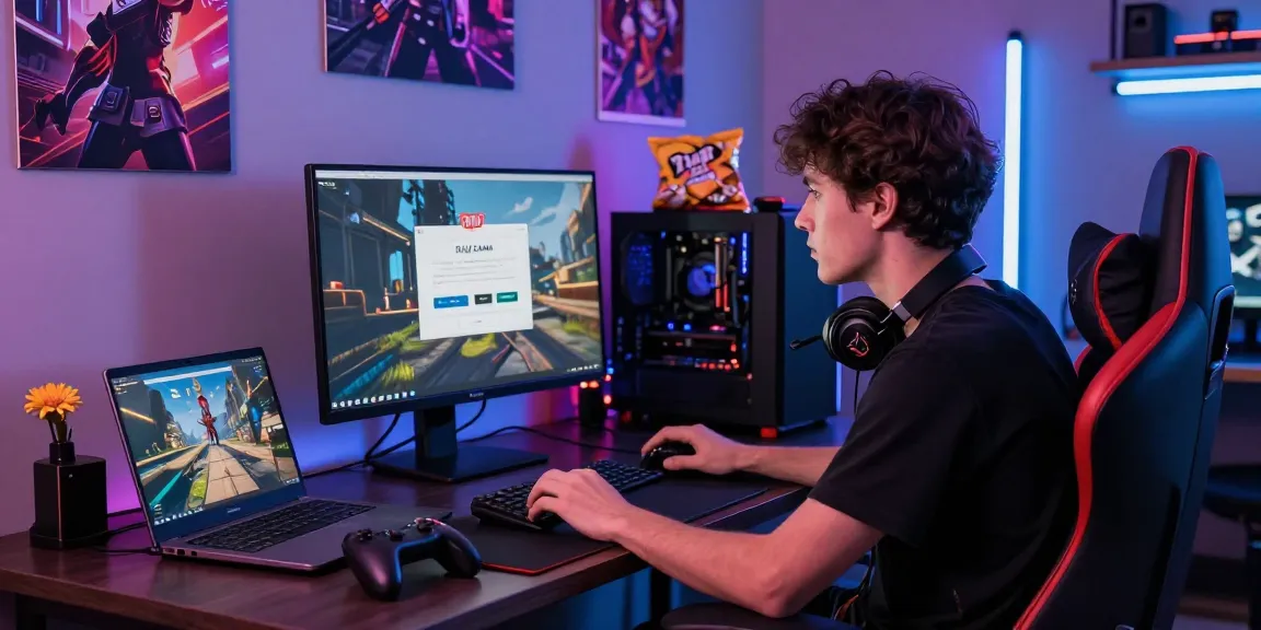 User interfacing with Raja Game login on modern gaming desktop setup, vibrant LED lights and gaming accessories.